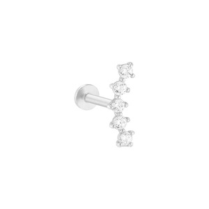 Zisma 14K Gold Curved Lab Grown Diamond Labret Internal Threaded Flat <b>Back</b> 5 Stone Cluster Piercing Stud Diamond Manufacturer - Product Image 3