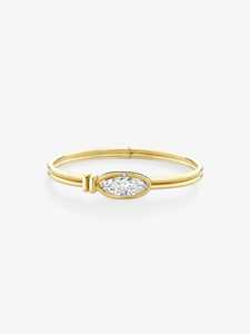 Oval Cut Lab Grown Diamond <b>Bangle</b> 14K 18K <b>Solid</b> <b>Gold</b> Bezel Set Minimalist Solitaire Everyday Wear Modern Bridal Wedding IGI - Product Image 4