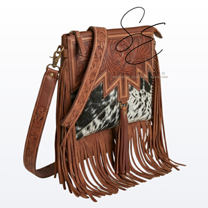 Handcrafted Cowhide Fringe Sling <b>Bag</b> Western Tooled Leather Crossbody <b>Boho</b> Tassel <b>Bag</b> for Women Turquoise <b>Bag</b> Cowgirl Purses - Product Image 2