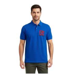 เสื้อโปโลผู้ชายสีน้ำเงินรอยัลคุณภาพสูงแบบสั่งทำพิเศษ คอริบ ทรงเข้ารูป พร้อมปักโลโก้ตามต้องการ - Product Image 4