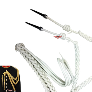 White <b>Braided</b> Aiguillette 16 Strand Waxed Drawcord for Dress Uniforms Classical Style Garment Cords - Product Image 3