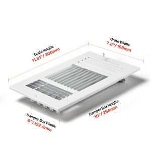 6 Griglie di Ventilazione in Ferro Antiruggine da 10 Pollici, Set da 6 Pezzi per Sistemi HVAC, Bocchette di Ventilazione a 3 Direzioni per Pavimento, Parete e Soffitto di Casa/Ufficio - Product Image 2