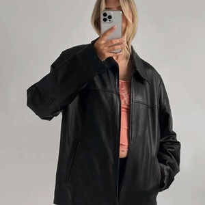 Veste en cuir véritable pour femme, style tendance, grande taille, en vente en gros à prix bas et de haute qualité. - Product Image 5