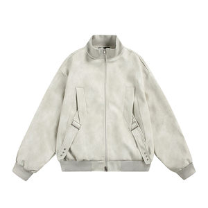 Vente directe d'usine, veste bomber <span class=keywords><strong>en</strong></span> cuir PU vintage pour <span class=keywords><strong>homme</strong></span>, style streetwear, veste de <span class=keywords><strong>moto</strong></span> <span class=keywords><strong>en</strong></span> cuir pour <span class=keywords><strong>homme</strong></span>, automne - Product Image 2