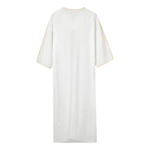 Túnica Musulmana Blanca Formal para Hombre, con Bordado Dorado en el Cuello, Manga Larga, Jubba Islámica, Kandura, Dishdasha, Túnica Árabe Tradicional - Product Image 2