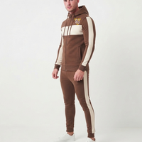 Ensemble de survêtement d'hiver grande taille pour homme, élégant, color block, 100 % coton, personnalisable avec logo, pour entraînement et décontracté, vente en gros