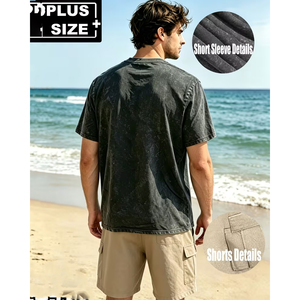 Men 2 Piece Outfit Manufacturer Cotton T Shirt Cargo Shorts Summer Casual OEM ODM <b>Bulk</b> Wholesale - Product Image 4