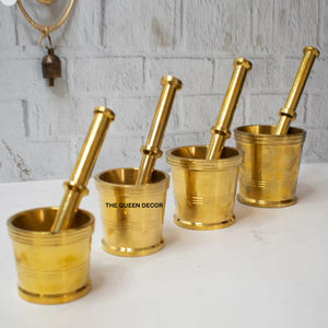 Mortero de aluminio para cocina, accesorio para moler hierbas, especias y ajo, herramienta para triturar, color dorado - Product Image 3