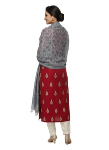 Hijab pour femmes, imprimé floral à pois carrés, en laine légère, pour l'hiver, à porter tous les jours, avec bordure à franges - Product Image 2