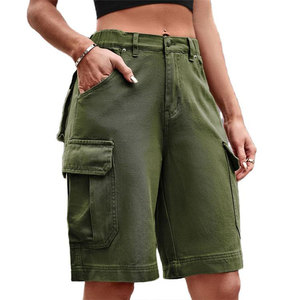 Shorts cargo de jogging personnalisés pour femmes Star Crystal Enterprises, couleur unie, 100% coton canvas, multi-poches, fermeture à boutons - Product Image 2