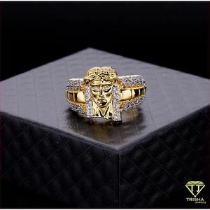 Anillo de Plata 925 con Diamante Cultivado en Laboratorio, Figura Religiosa, Tono Dorado, Joyería de Alta Gama para Compradores Mayoristas - Product Image 3