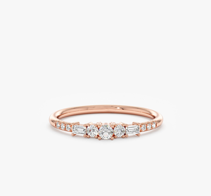 แหวนเพชรแล็บโกรว์ชุบทอง 14K สไตล์วินเทจ พร้อมใบรับรอง IGI ดีไซน์หลายเม็ด สำหรับเป็นของขวัญงานแต่งงานหรือหมั้นสำหรับผู้หญิง - Product Image 2