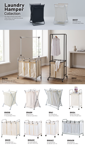 Chariot à linge pliable moderne en acier avec roues, grande capacité, rangement domestique durable, cadre noir - Product Image 5