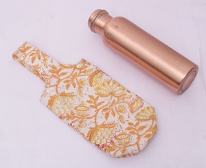 Cotton Bottle Bag Hand Block Print Water Bottle Holder Reusable Fabric Bottle Carrier Eco Friendly Gift Bag. - Product Image 5