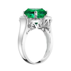 925 Sterling Silver Beautiful Lab Emerald Halo <b>Ring</b> Semi Precious Gemstone Jewelry Basic Classic <b>Rings</b> From <b>Indian</b> Jeweler - Product Image 2