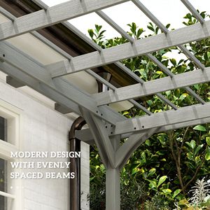12 'X 16' grigio all'aperto Pergola in legno stabile struttura Gazebo padiglione con traliccio d'uva per il supporto di piante rampicanti - Product Image 5