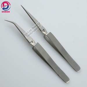 Pinzas para Extensión de Pestañas Curvas Tipo X de Acero Inoxidable Plateado, Venta al por Mayor con Etiqueta Privada, Pinzas para Pestañas con Ángulo de 45 Grados - Product Image 4