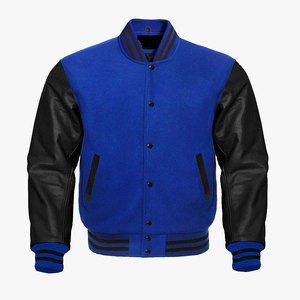 Veste de baseball verte pour homme avec manches en cuir PU noir, coupe classique, boutons-pression et style universitaire - Product Image 3
