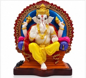 Figurine d'art religieux sculptée à la main en marbre du Bengale occidental Ganesh Ji, artisanat traditionnel, décoration de table, salon, maison - Product Image 1