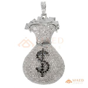 Silver Money Bag Moissanite Pendant <b>Charm</b> Hip Hop Fashion Pendant Necklace Luxury Unisex Jewelry Los <b>Angeles</b> Style Premium Iced - Product Image 5