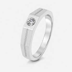 แหวนหมั้นมอสซาไนต์ทรงสามเม็ดประดับโรสโกลด์ เงินแท้ 925 ชุบโรเดียม - Product Image 1