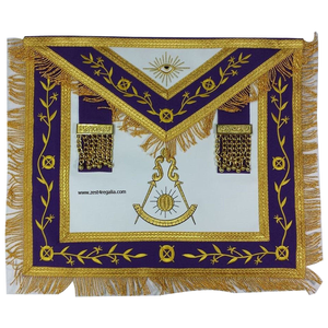 Nouveauté : Tabliers maçonniques ajustables personnalisés en velours avec broderie 3D et broderie à la main dorée, Régalia fabriquée au Pakistan - Product Image 4