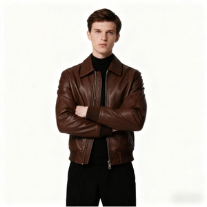 Veste en cuir d'agneau véritable noire de haute qualité pour hommes / Vestes en cuir pour hommes / Vestes en cuir pakistanaises pour hommes - Product Image 3