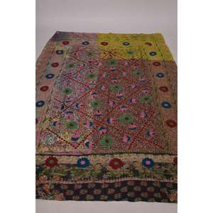 Handmade Kantha Suzani <b>Quilt</b> Vintage Cotton Floral Embroidery Eco-Friendly Washable All-Season Bedspread Boho Indian <b>Throw</b> - Product Image 3