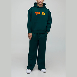 Conjunto Deportivo de 2 Piezas para Hombre, 100% Algodón Ecológico, con Capucha, Estilo Urbano, Invierno, con Logotipo Personalizado, Talla Grande - Product Image 1