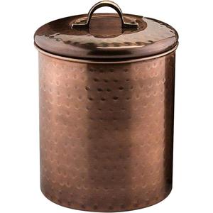 Hand-<b>Hammered</b> Antique Copper Storage Canister with <b>Loop</b> Handle Vintage Kitchen Countertop Sugar Coffee Tea Jar - Product Image 1