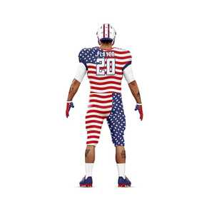 Maillot de football américain pour homme, sublimé, manches courtes, col en V, anti-humidité, 100 % polyester, coupe athlétique adulte, motif drapeau - Product Image 3