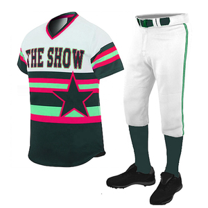 Men's Baseball Uniform Set V-Neck Short Sleeve Jersey White <b>Pants</b> Green Moisture Wicking Breathable Polyester Winter - Product Image 1