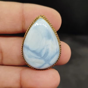 Pendentif rainuré en opale bleue 100% naturelle, pierre précieuse en vrac pour la fabrication de bijoux artisanaux en laiton - Product Image 4