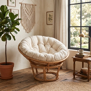 Silla Papasan Cirebon Mandola con Núcleo de Ratán y Tela Daphnie, Estilo Resort Premium, Asientos de Patio para Exteriores, Juego de Cojines Tejidos - Product Image 3