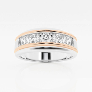 ชุดแหวนแต่งงานสุดหรูสำหรับผู้ชายประดับเพชรสีทอง14K สองสี - Product Image 5