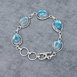 Blue Rutile Cabochon <b>Bracelet</b> Oxidized Sterling Silver Handcrafted <b>Gemstone</b> Jewelry Gift For Women Elegant - Product Image 1