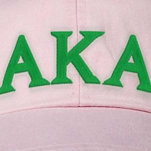 Gorra de Béisbol Ajustable de Algodón Rosa Pastel con Letras AKA y Bordado Verde, Gorro de Sororidad Griega - Product Image 3