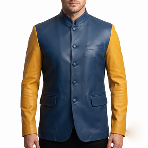 Men's Custom <b>Leather</b> <b>Blazer</b> Wholesale Men's Genuine <b>Leather</b> <b>Blazer</b> with Custom Color Men Full Sleeve Button Down <b>Leather</b> <b>Blazer</b> - Product Image 6