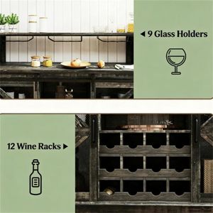 Mobili bar marroni per caffè e vino: pratici scaffali per l'organizzazione - Product Image 4