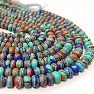 Cuentas Lisas de Ágata Fordite en Forma de Rondelle, Vendidas por Hilo de 8 Pulgadas - Product Image 3