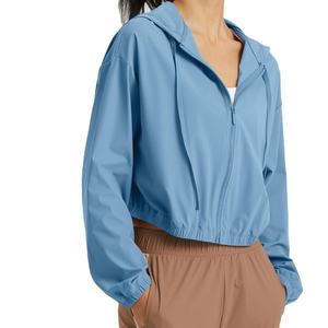 Women's Cropped Stand Collar <b>Yoga</b> <b>Jacket</b> Slim Fit Workout Zip Up with Windproof Panels Breathable Running Cover for Outdoor - Product Image 1