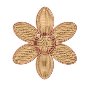 Woven Rattan <b>Wall</b> <b>Decor</b>, Circular Flower Shape Bohemian Style Set Multi Piece Storage Trays Living Room Decorative Art - Product Image 2