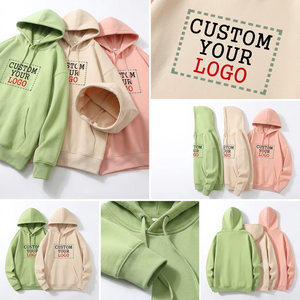 Sweat-shirt en molleton doublé brodé vert clair pour homme, col rond, pull uni à manches longues, décontracté, chaud, doux, en coton, OEM - Product Image 4