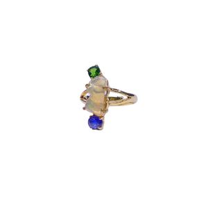 Wedding Wear 925 Sterling Silver <b>Gold</b> Plated Jewelry <b>Opal</b> Chrome diopside Gemstone Women Wear Classic <b>Ring</b> - Product Image 1