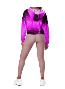 Veste coupe-vent à capuche zippée pour femme, style pull-over, avec blocs de couleur, pour le sport, parfaite pour la sublimation - Product Image 6