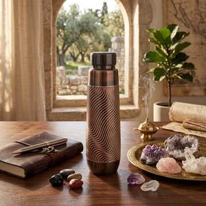 Coffret Cadeau Premium Artisanal : Bouteille d'Eau en Cuivre Pur et Ensemble de Deux Gobelets à Texture Rayée pour la Maison et le Bureau - Product Image 6