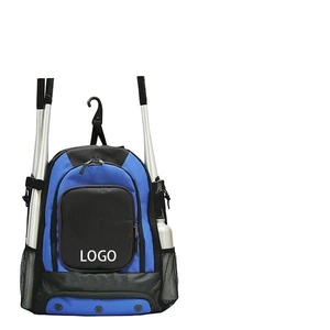 Blue Nylon Baseball <b>Backpack</b> with Bat Pockets and Helmet Holder 30-<b>40L</b> Sports Bag for Kids and Adults - Product Image 3