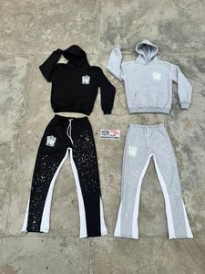 Pantalones Deportivos de Felpa para Hombre con Logotipo Personalizado, Corte Acampanado, Bolsillos, Diseño de Parches, Ecológicos, Casuales, de Algodón y Poliéster Transpirable - Product Image 3