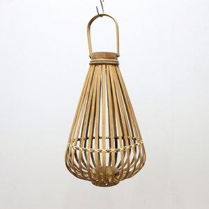 Lanterne en bambou de forme conique, faite à la main avec poignée, décoration pour la maison - Product Image 2