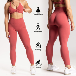 En gros, Marque Renommée, T-shirt de Yoga et Pilates Uni, Respirant, Extensible, Sans Couture, Côtelé, Col Rond, Taille Mi-Haute, en Spandex Écologique - Product Image 1